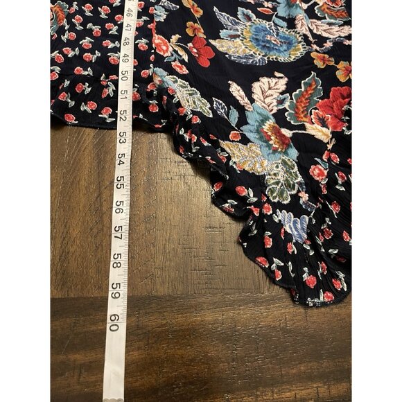 Bila XXL Navy Floral Boho Handkerchief Hem Maxi Dress 100% Rayon NWT Resort Wear - Picture 5 of 11